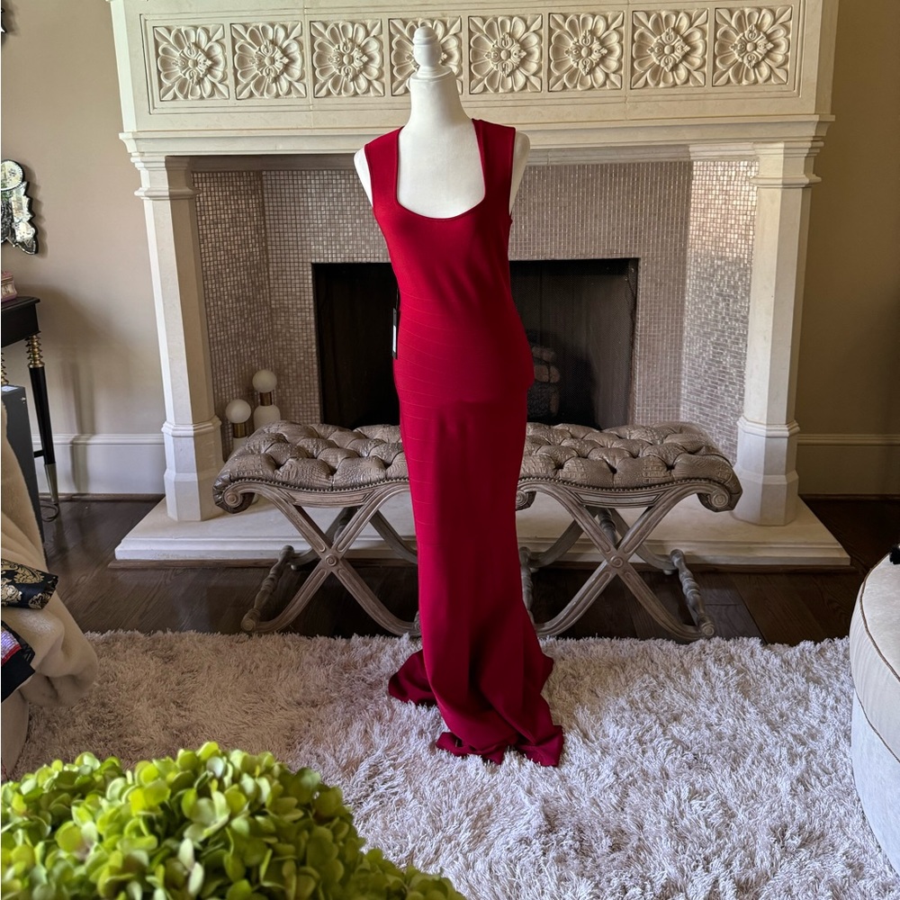 all red bondage maxi dress